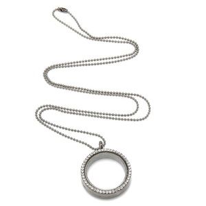 Dainty Gunmetal Floating Charm Locket Necklace